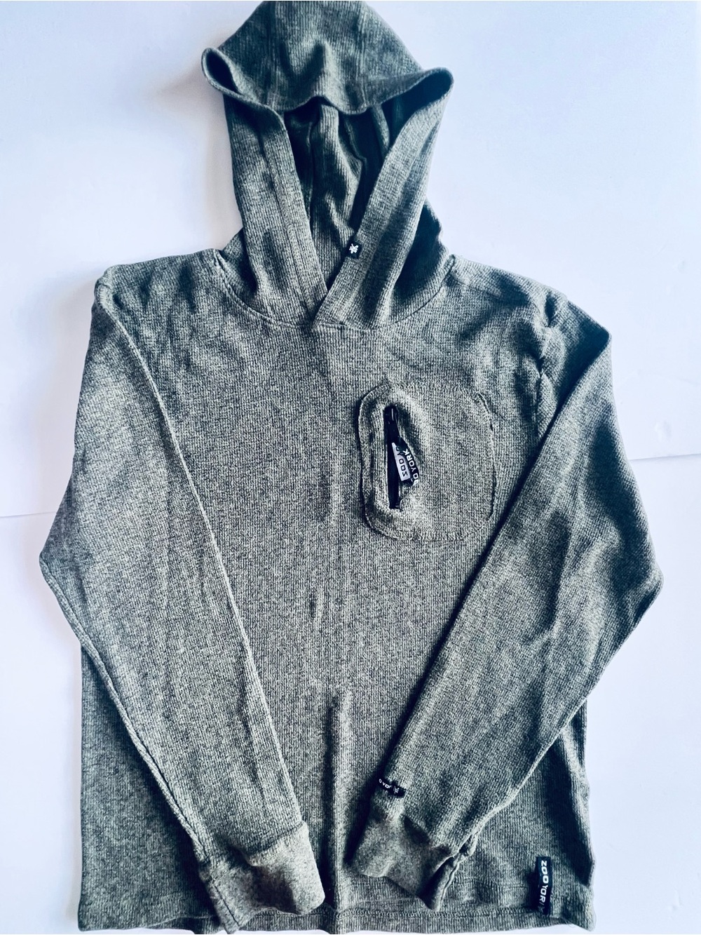 Zoo New York City  Sz M Men's Hooded Knit Sweater - Olive Green Polished